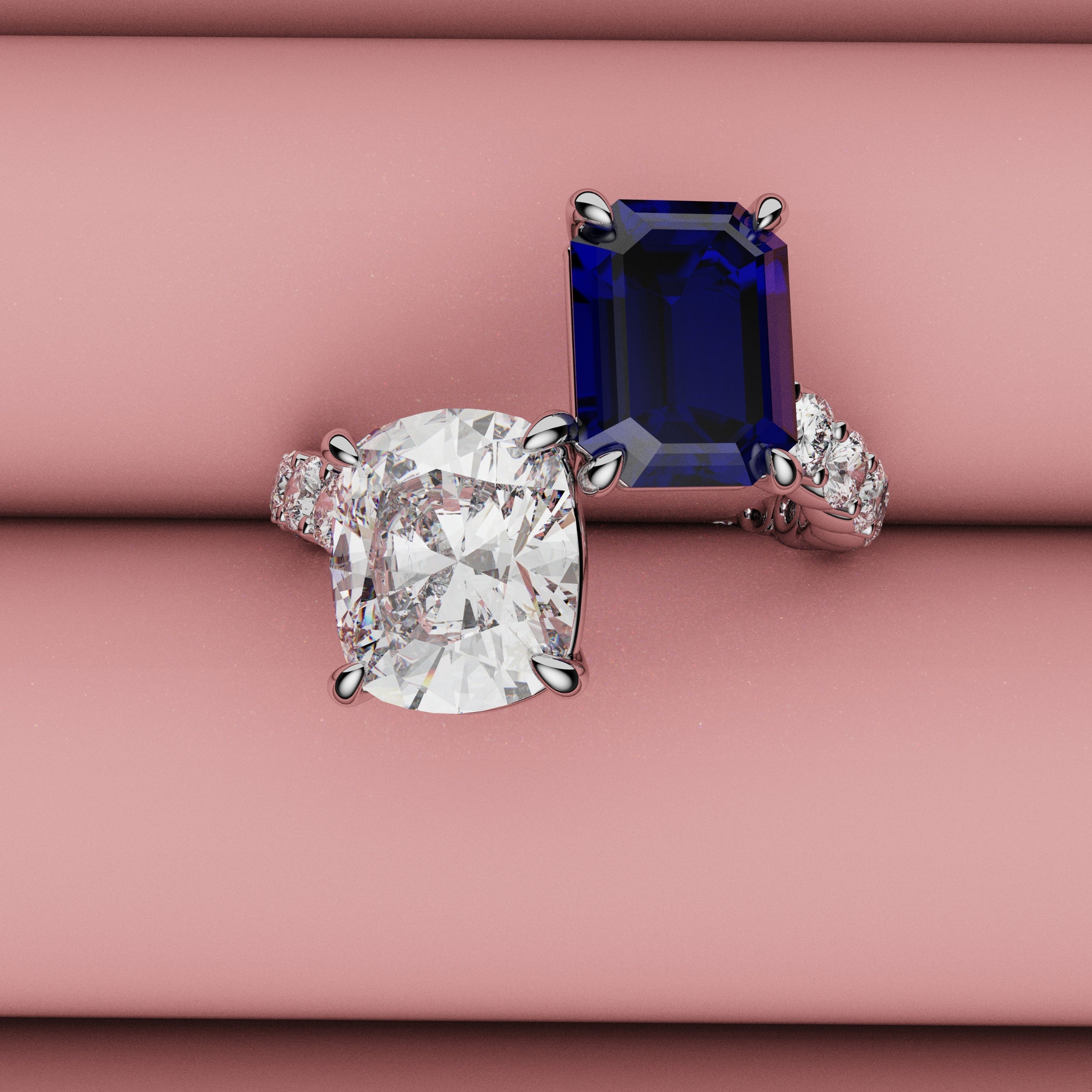 two stone sapphire and diamond engagement ring
