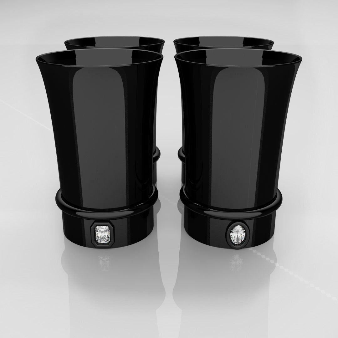 Silver (Plated Black) Gold 30mm Shot glasses - With Base