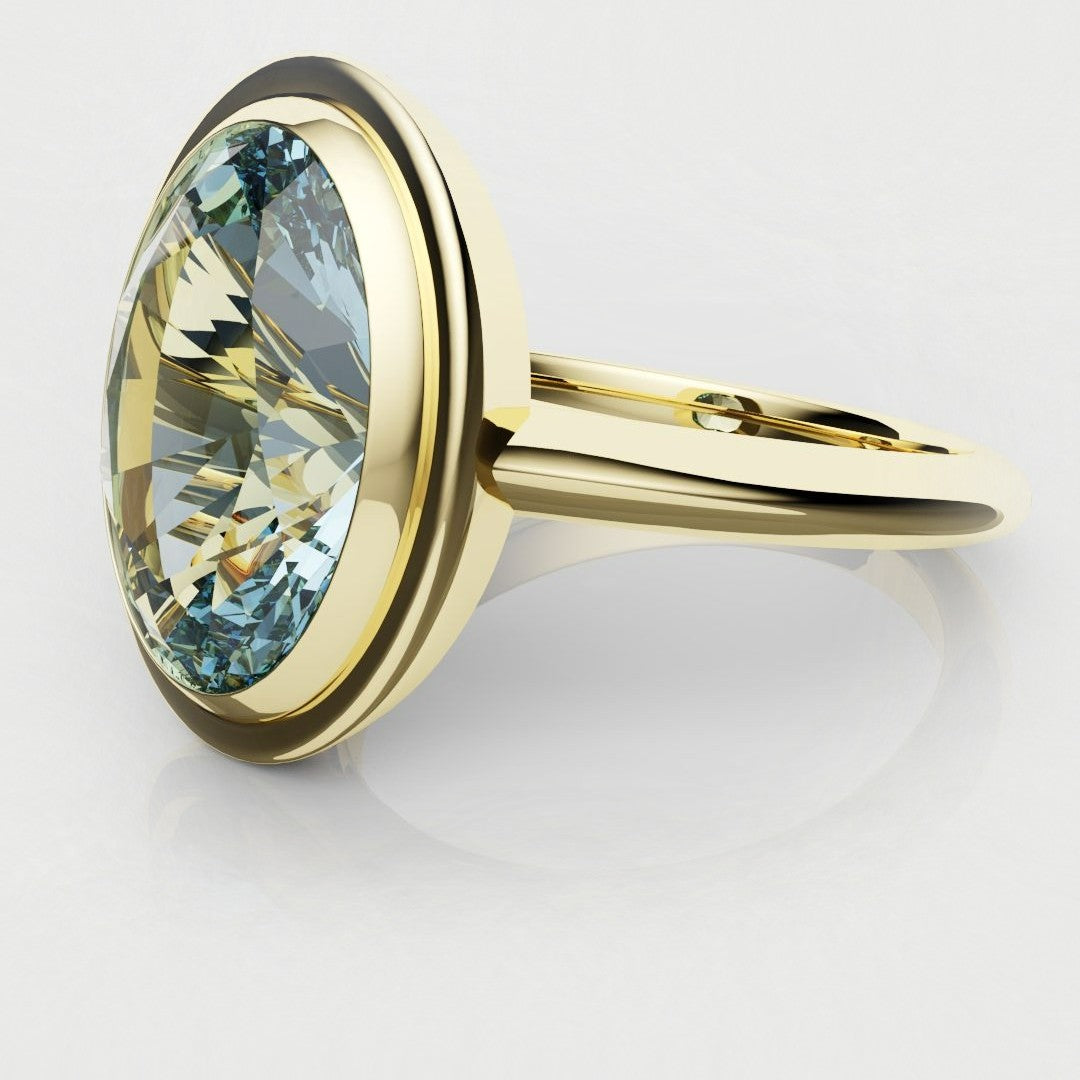 Unique Solitaire Aquamarine Engagement Ring