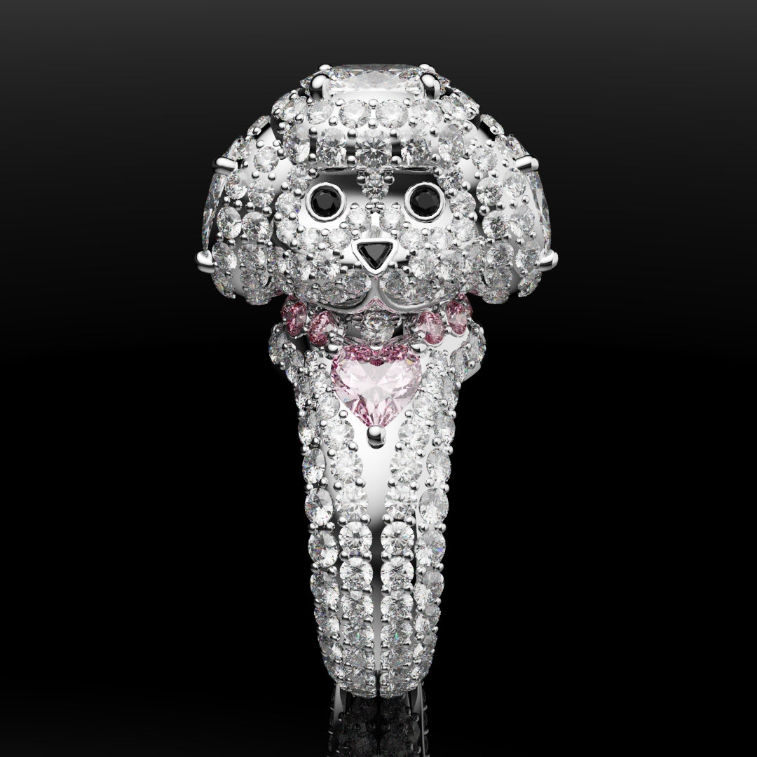 Bespoke Toy Poodle Diamond Ring