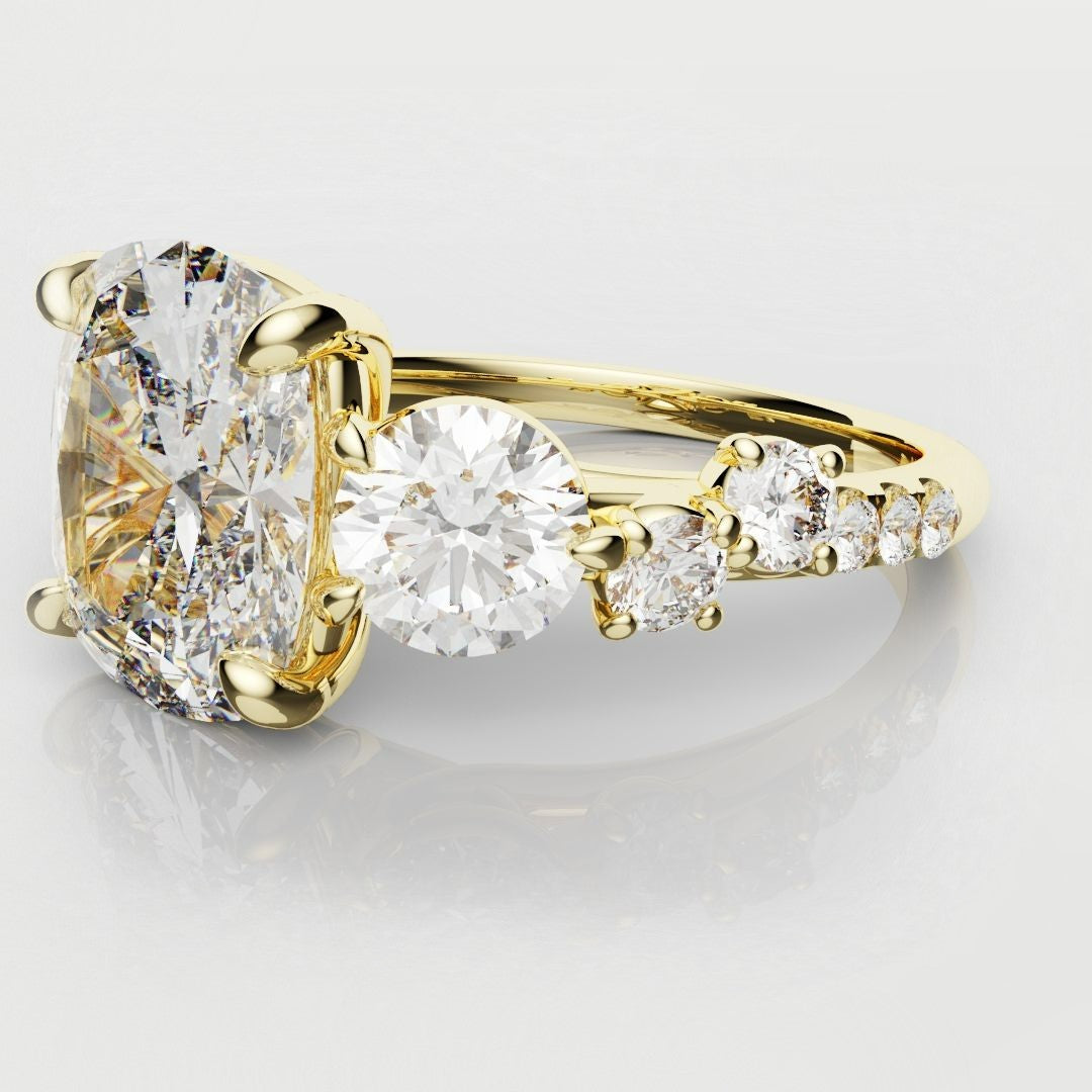 Unique 3ct Cushion Cut DIamond Engagement Ring
