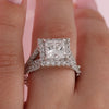 Princess Cut Split Shank Halo Engagement Ring