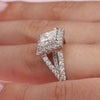 Princess Cut Split Shank Halo Engagement Ring