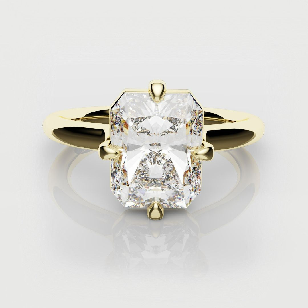 Unique Radiant Cut Solitaire Engagement Ring