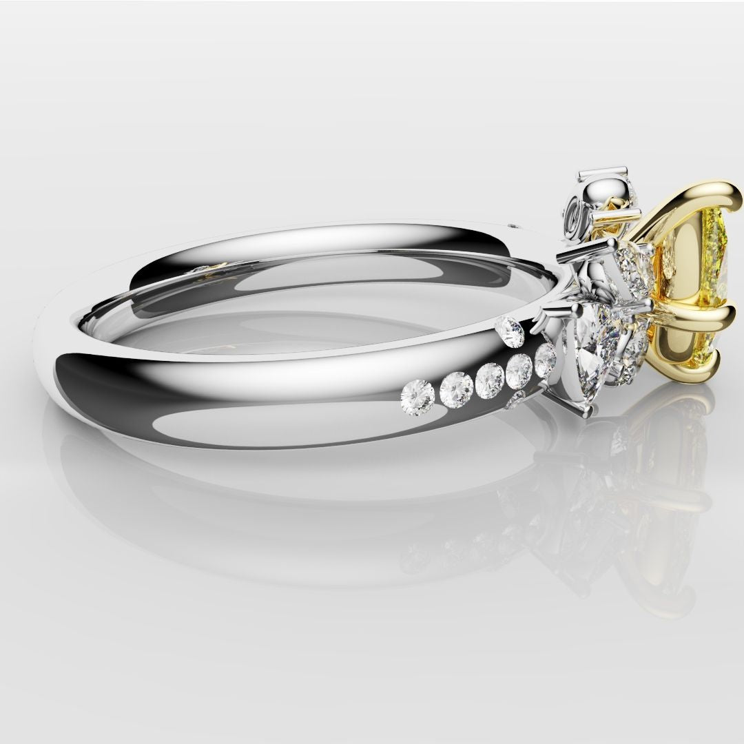 Asymmetric Pear Fancy Yellow Diamond Ring