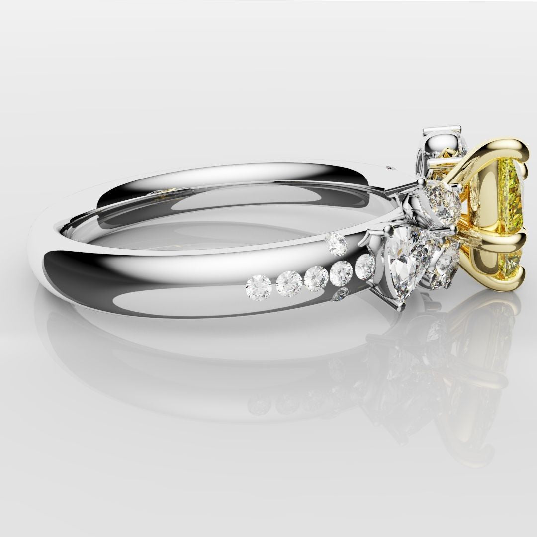 Asymmetric Pear Fancy Yellow Diamond Ring