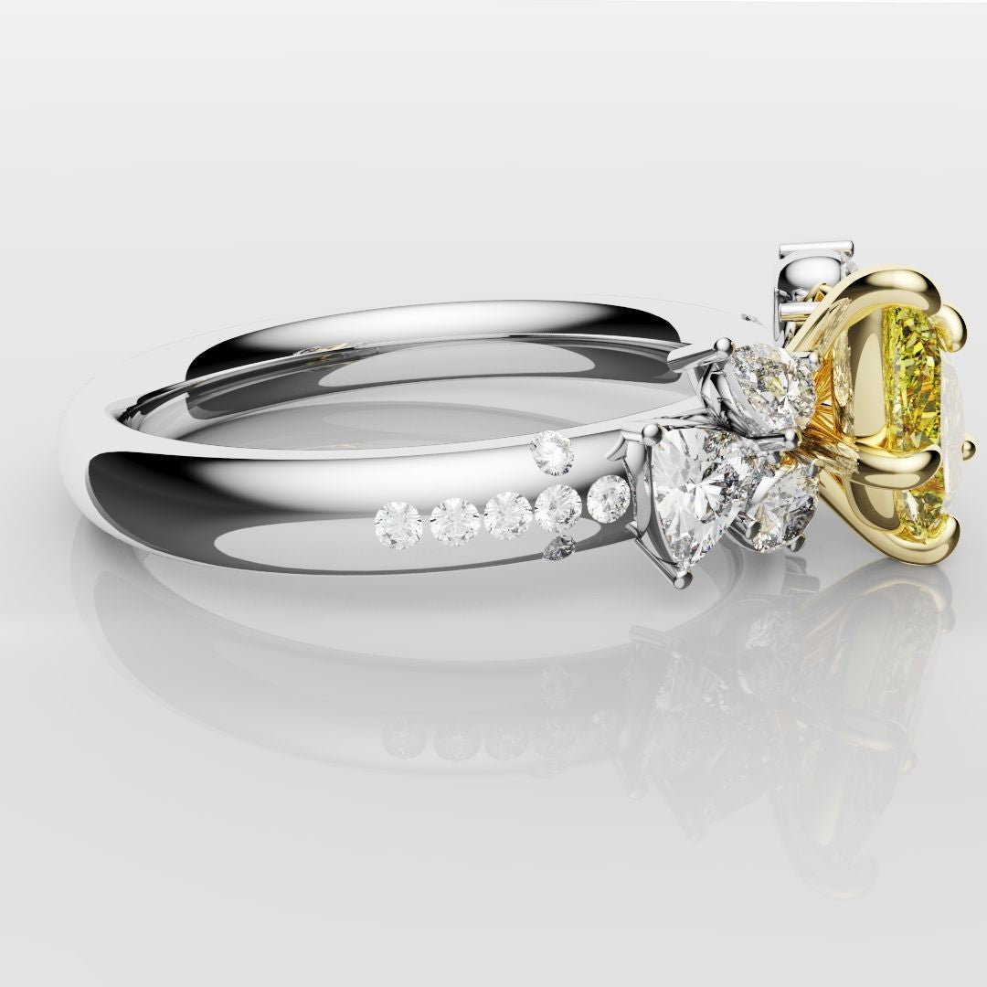 Asymmetric Pear Fancy Yellow Diamond Ring