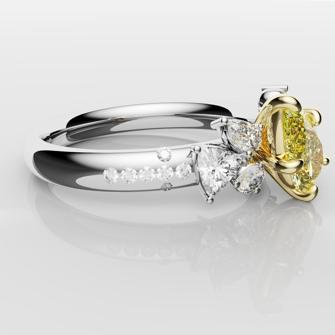 Asymmetric Pear Fancy Yellow Diamond Ring
