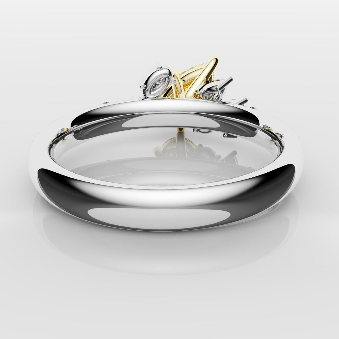 Asymmetric Pear Fancy Yellow Diamond Ring