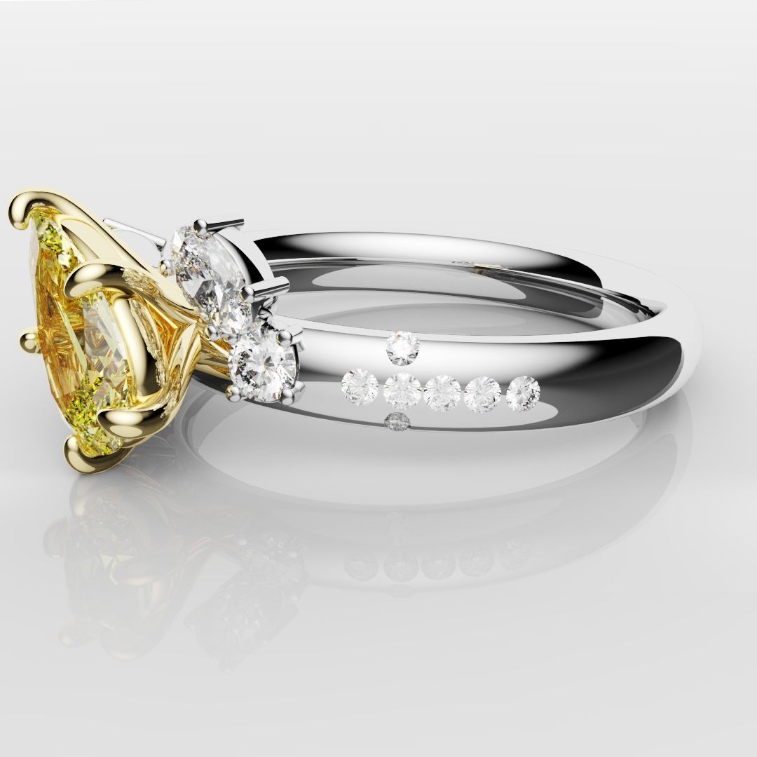 Asymmetric Pear Fancy Yellow Diamond Ring