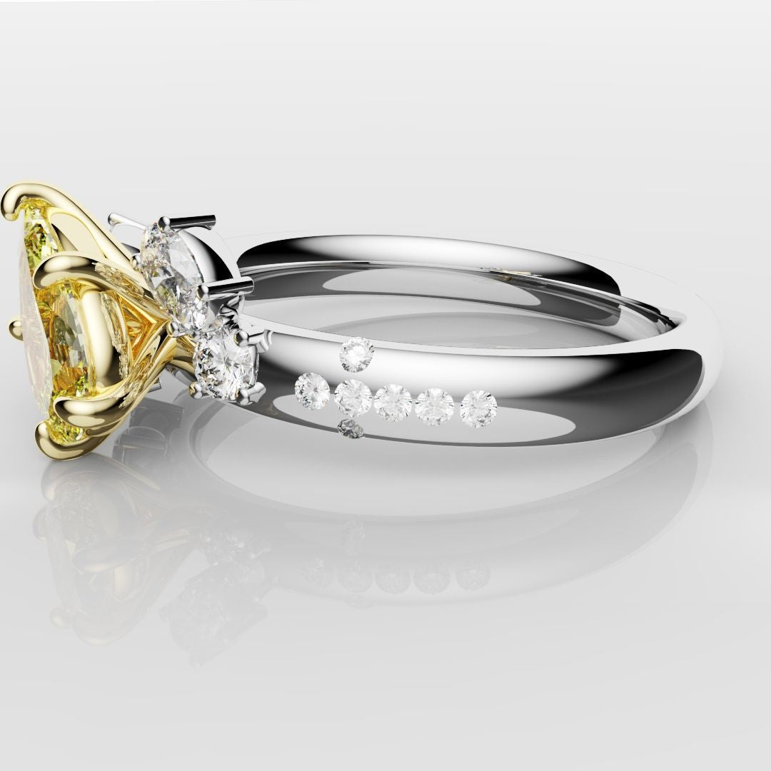 Asymmetric Pear Fancy Yellow Diamond Ring