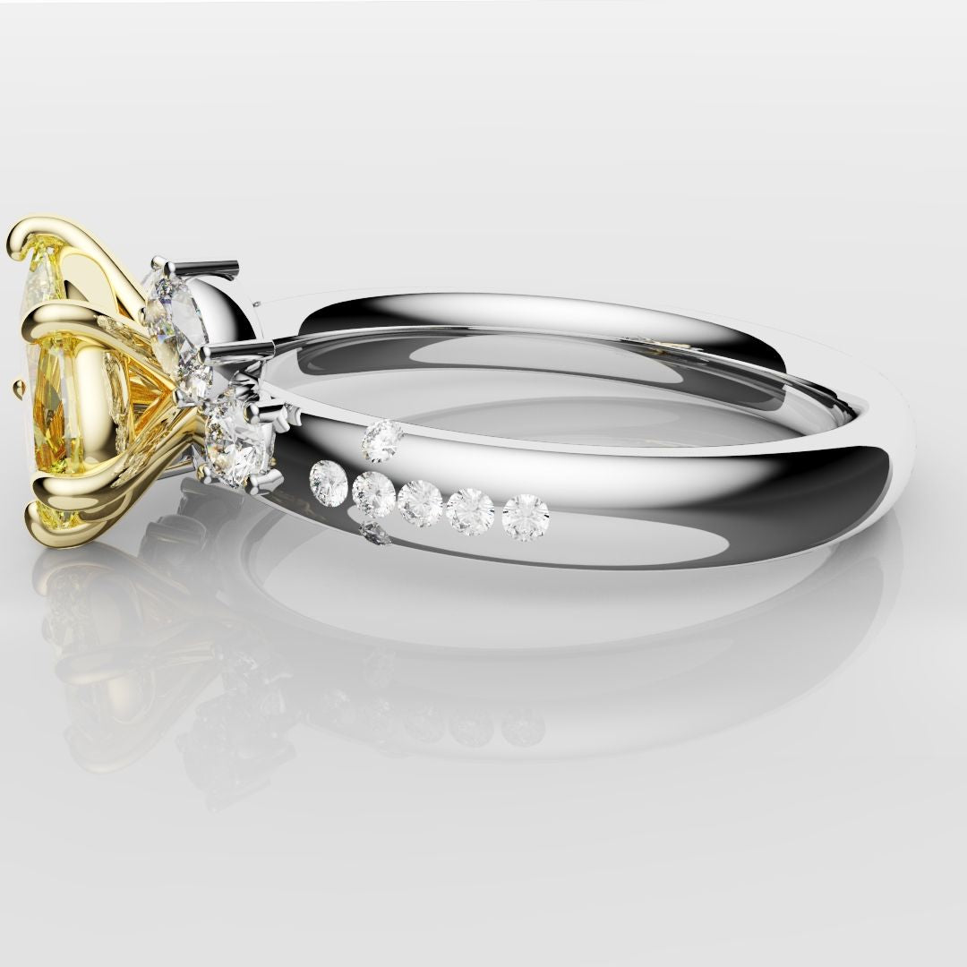 Asymmetric Pear Fancy Yellow Diamond Ring