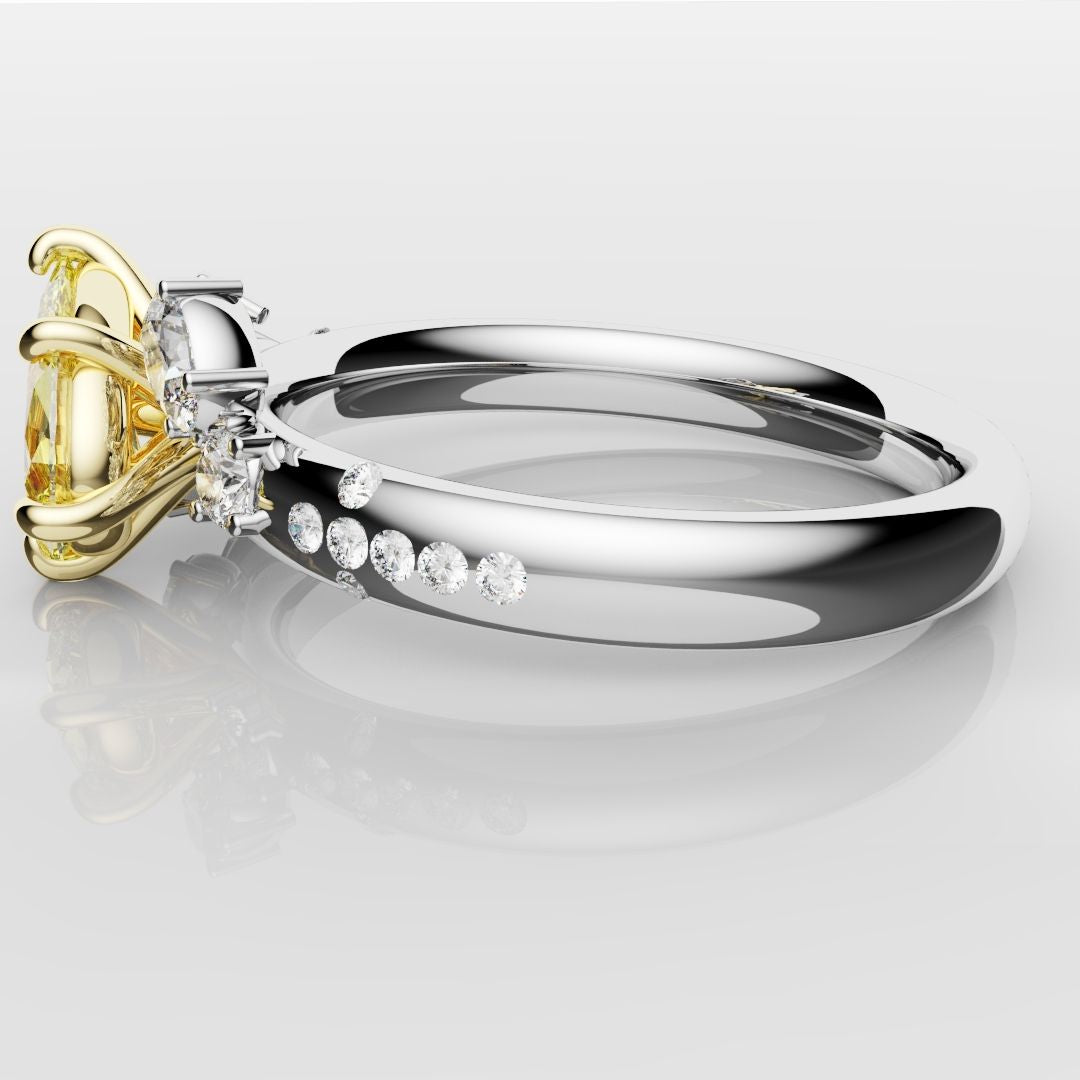 Asymmetric Pear Fancy Yellow Diamond Ring