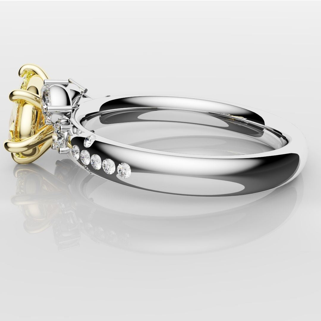 Asymmetric Pear Fancy Yellow Diamond Ring