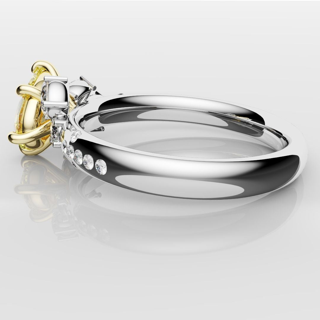 Asymmetric Pear Fancy Yellow Diamond Ring