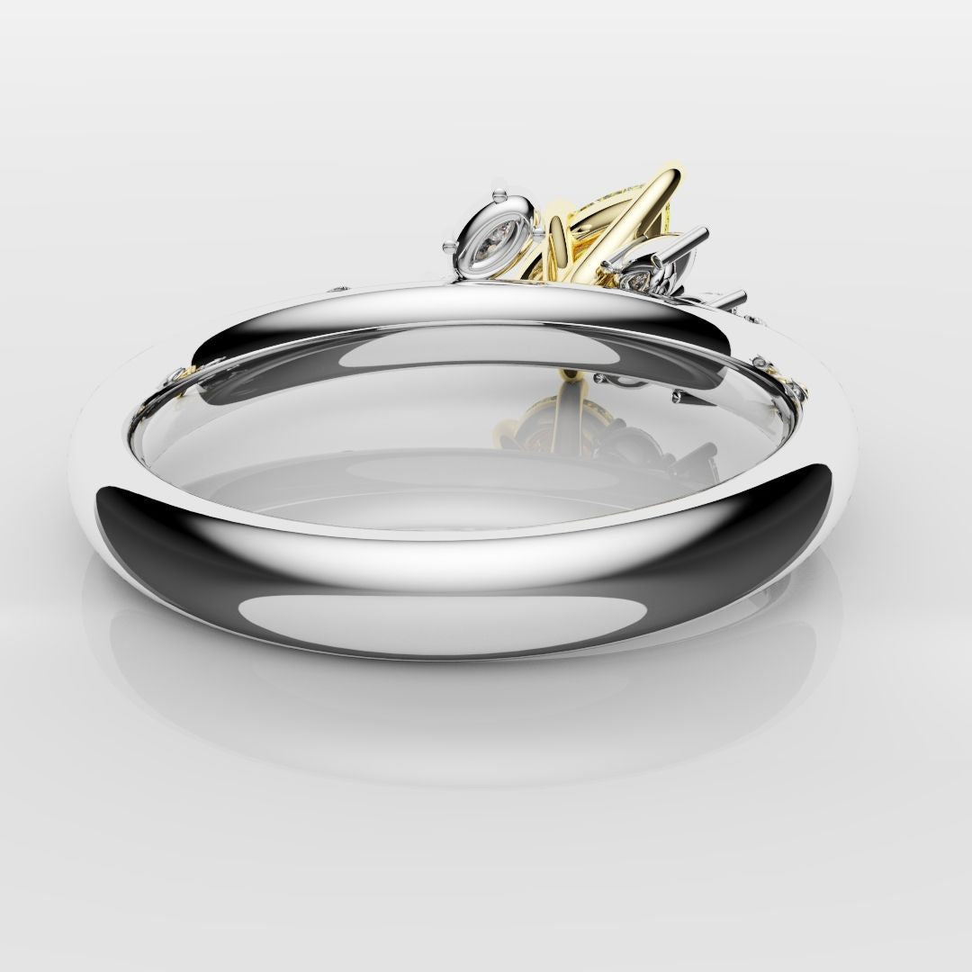 Asymmetric Pear Fancy Yellow Diamond Ring