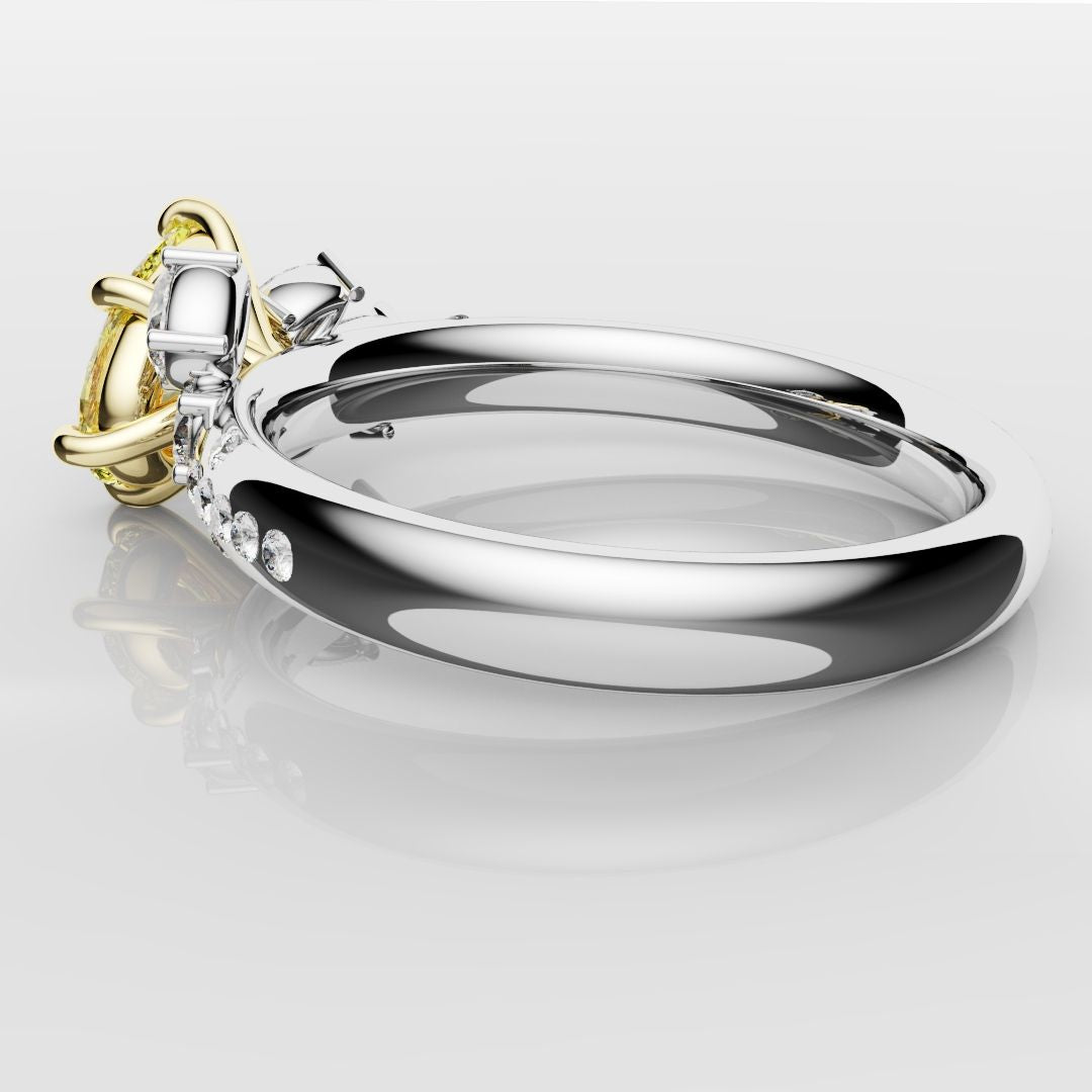 Asymmetric Pear Fancy Yellow Diamond Ring