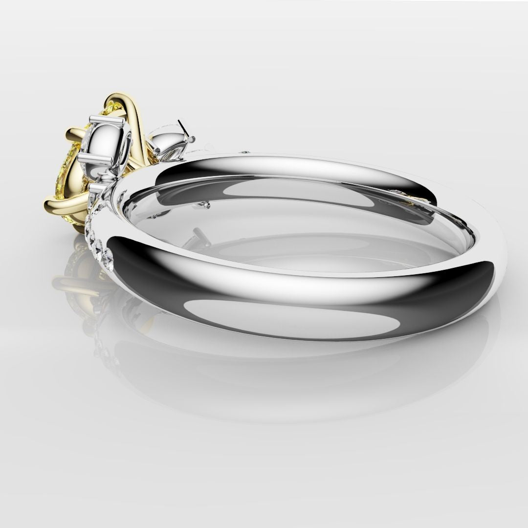 Asymmetric Pear Fancy Yellow Diamond Ring