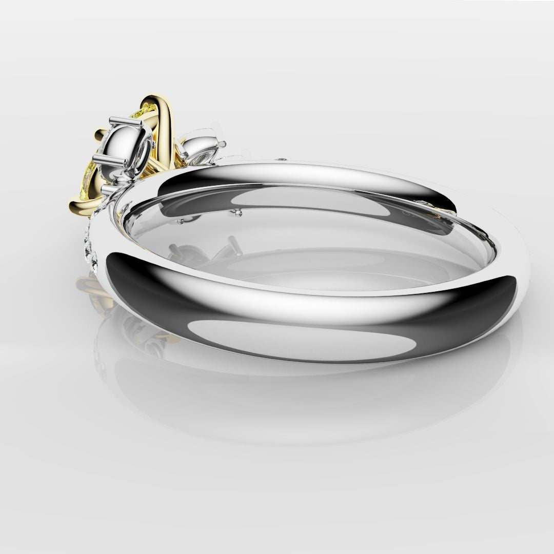 Asymmetric Pear Fancy Yellow Diamond Ring
