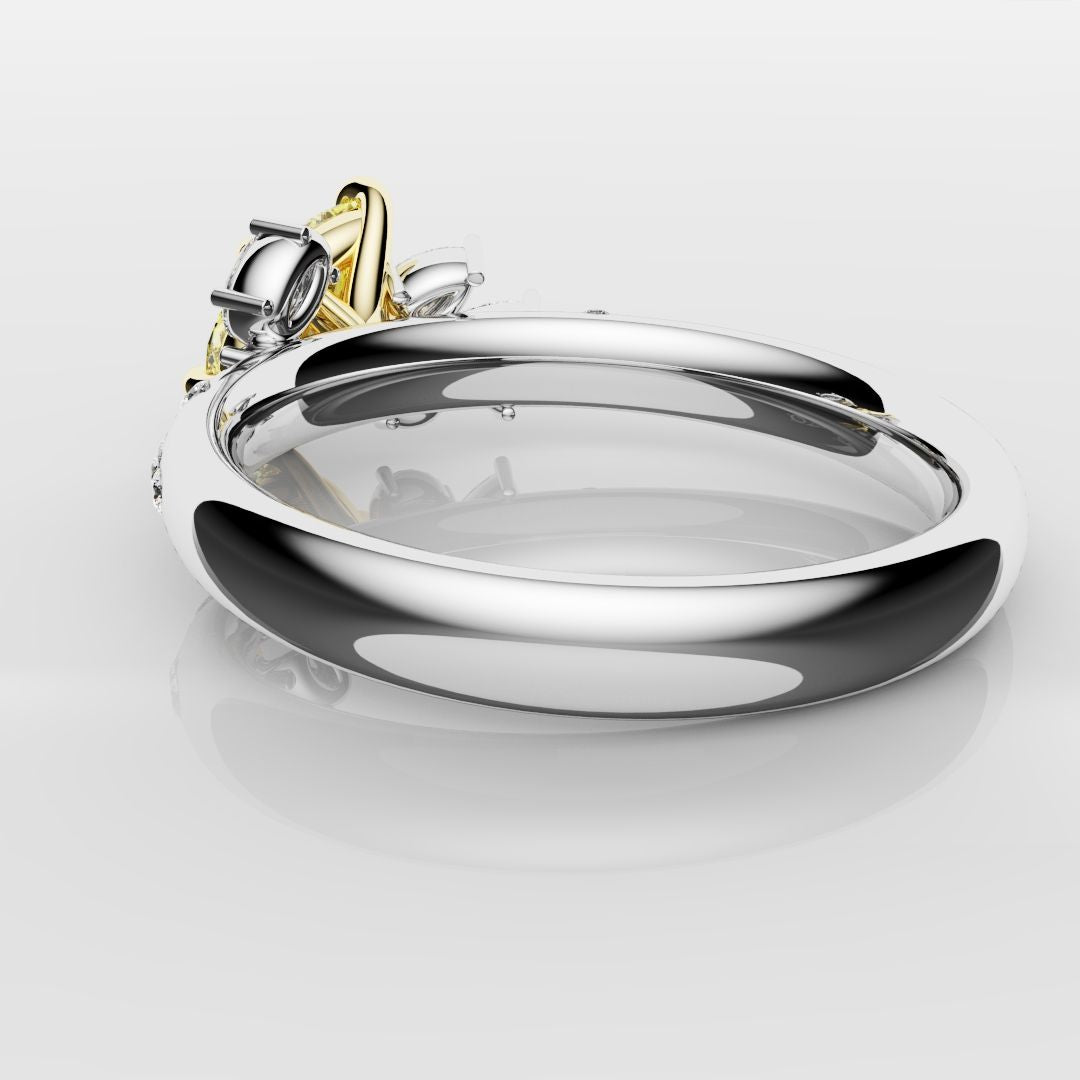 Asymmetric Pear Fancy Yellow Diamond Ring