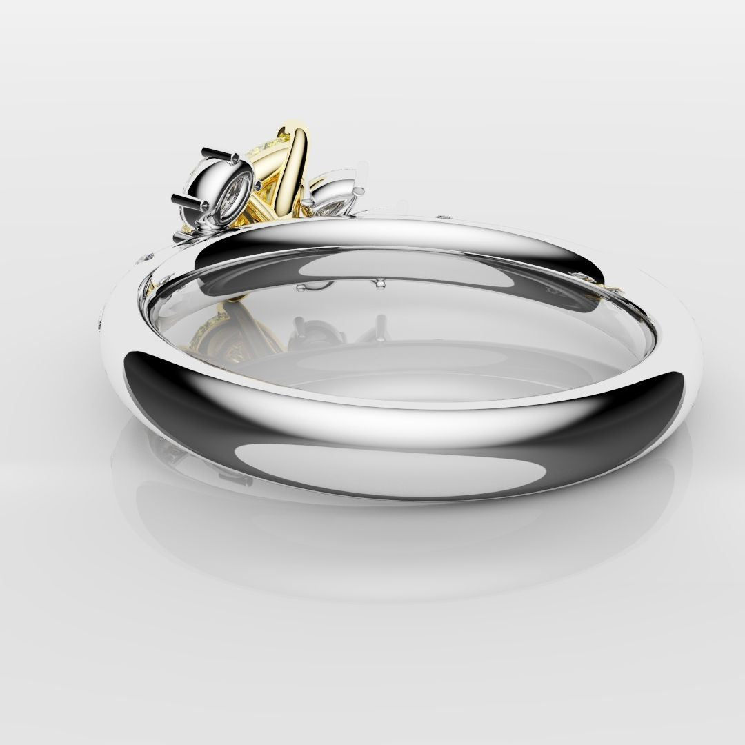 Asymmetric Pear Fancy Yellow Diamond Ring