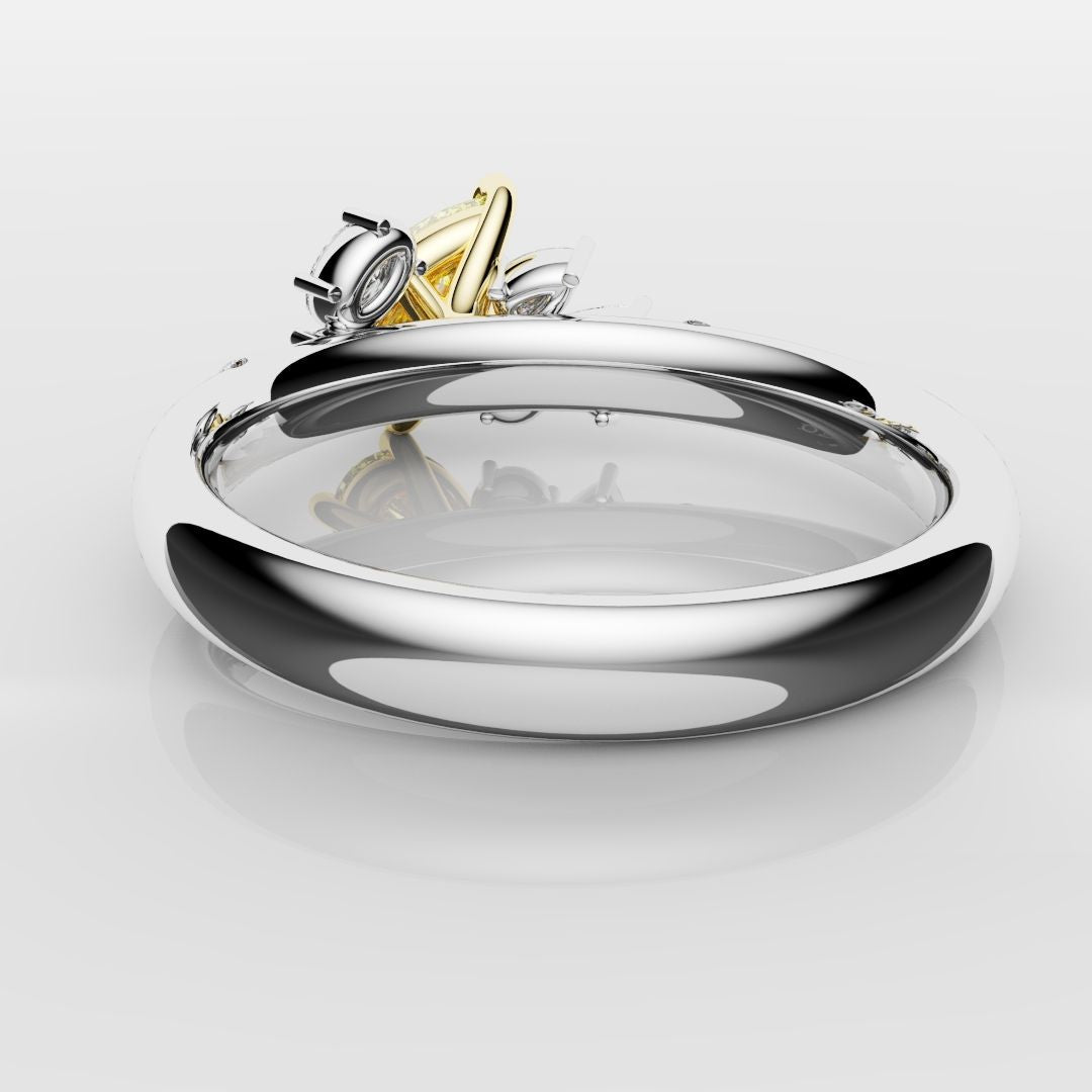 Asymmetric Pear Fancy Yellow Diamond Ring