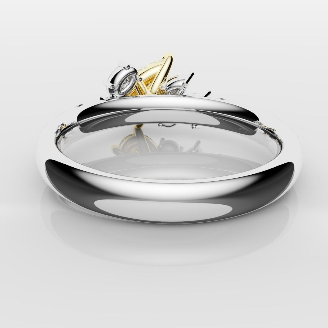 Asymmetric Pear Fancy Yellow Diamond Ring