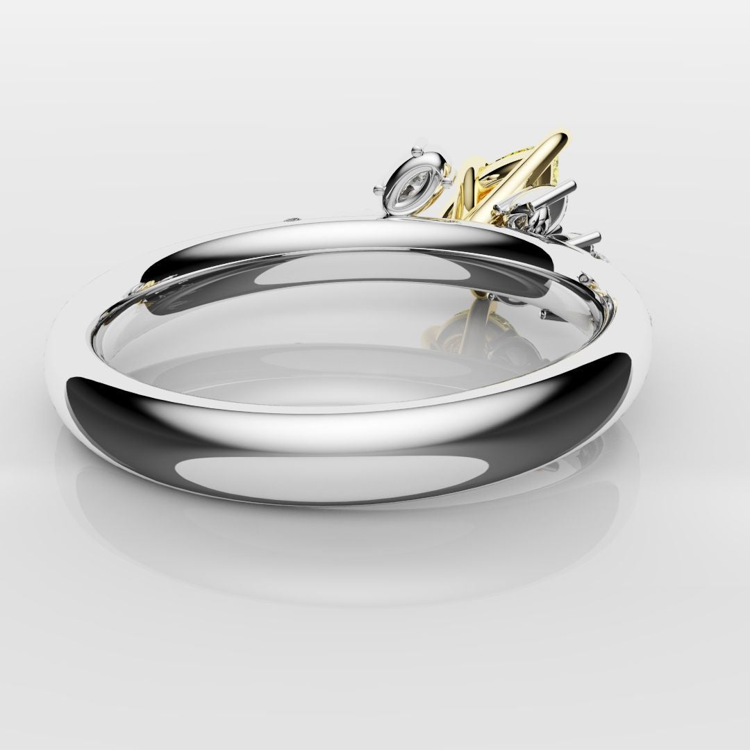 Asymmetric Pear Fancy Yellow Diamond Ring