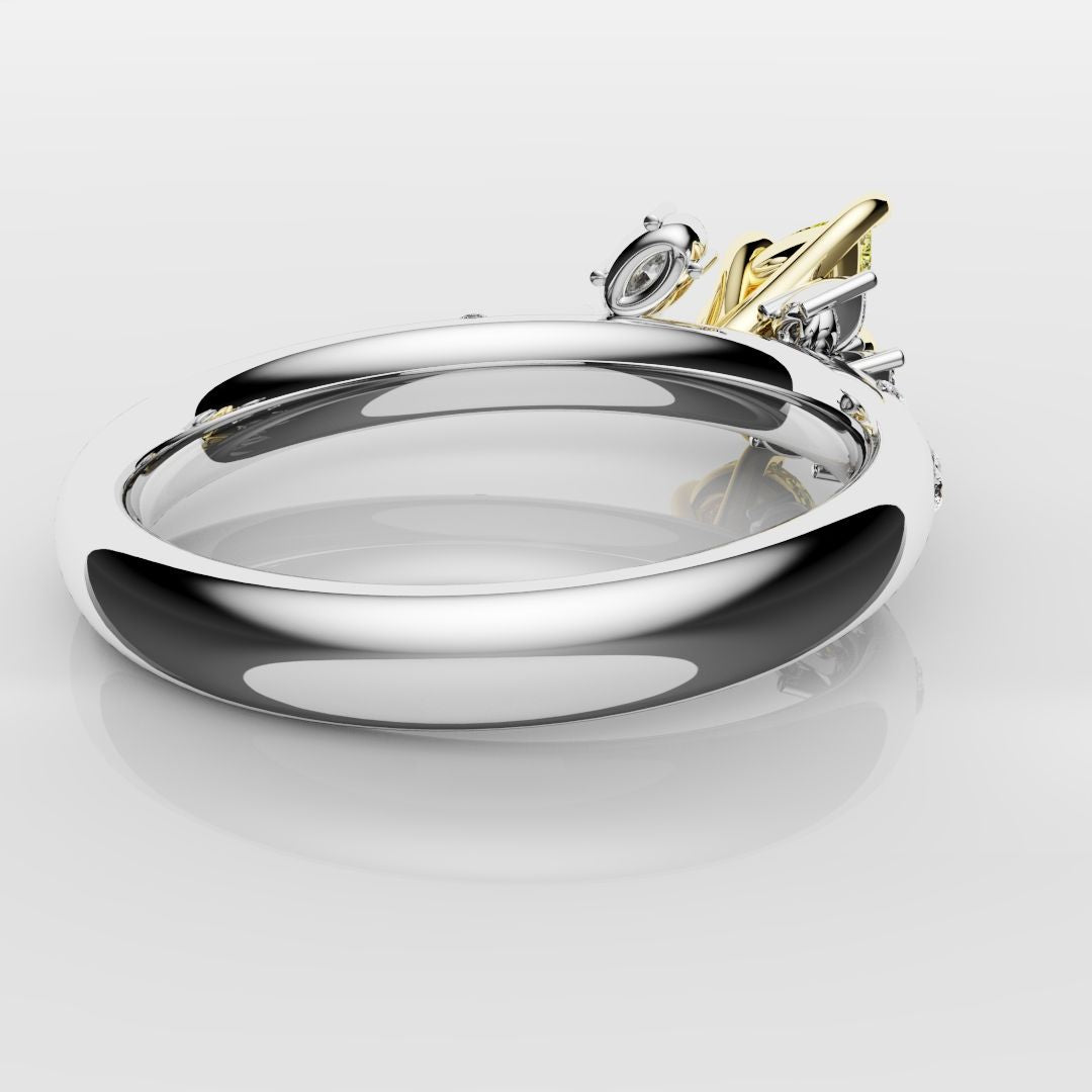 Asymmetric Pear Fancy Yellow Diamond Ring