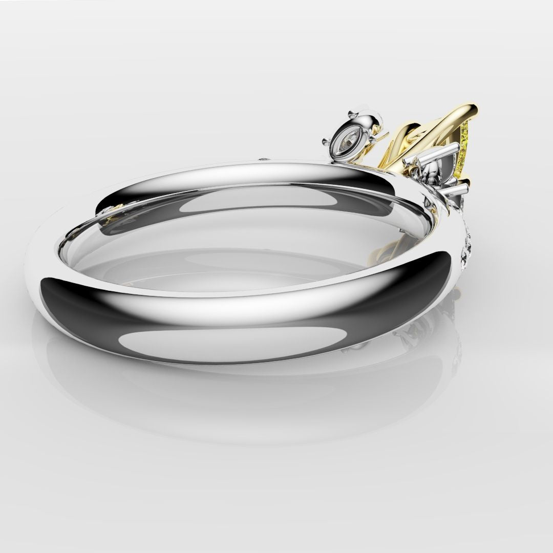 Asymmetric Pear Fancy Yellow Diamond Ring