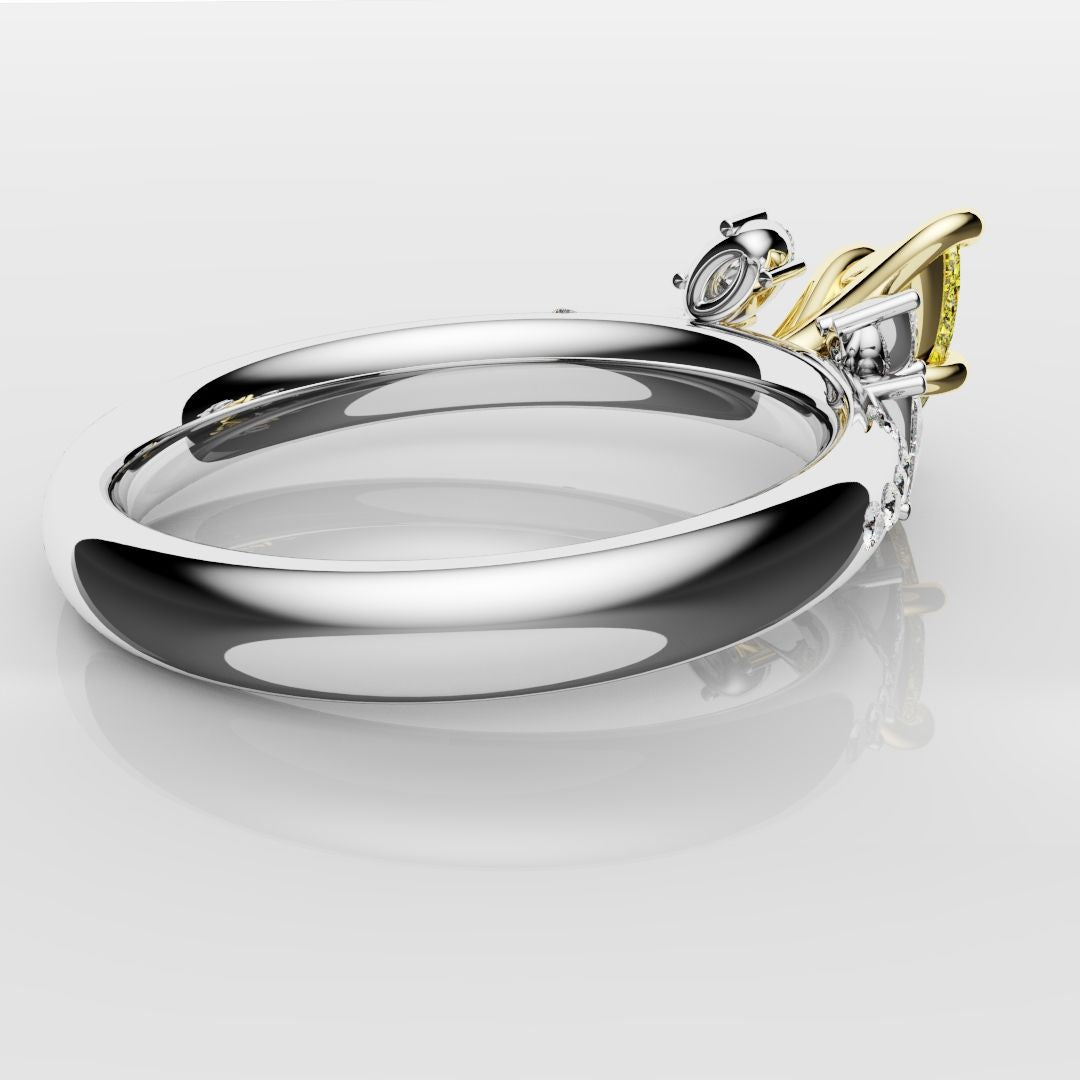 Asymmetric Pear Fancy Yellow Diamond Ring