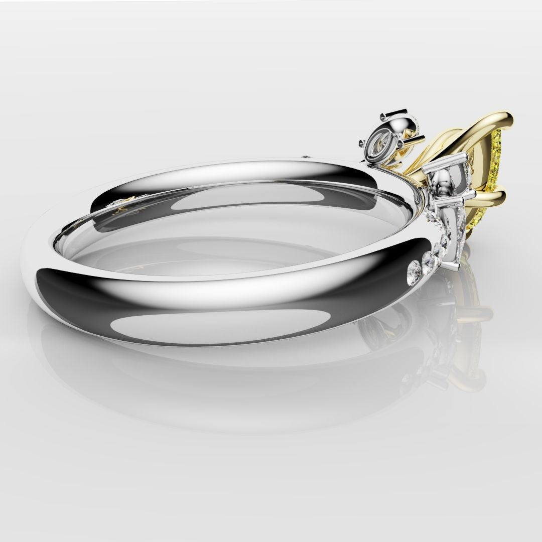 Asymmetric Pear Fancy Yellow Diamond Ring