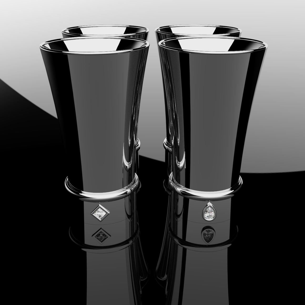 White Gold Shot Glasses