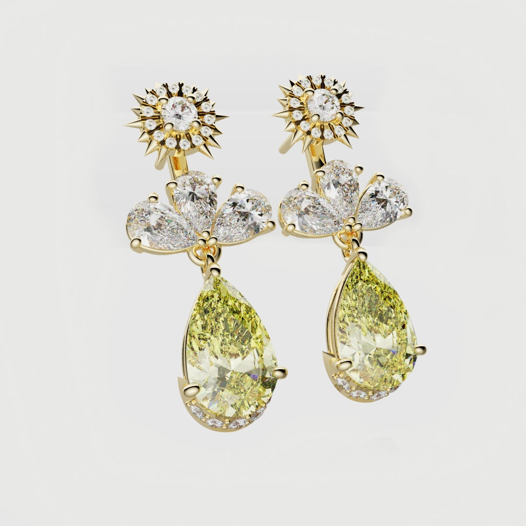Bespoke High Jewellery Sun and Moon Earrings - Yellow Gold