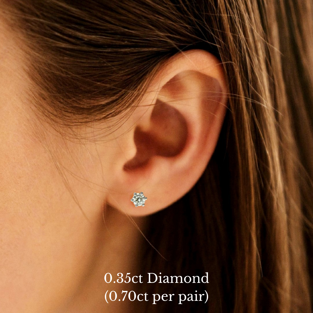 Six Claw Diamond Stud Earrings (Lab Grown Diamonds)
