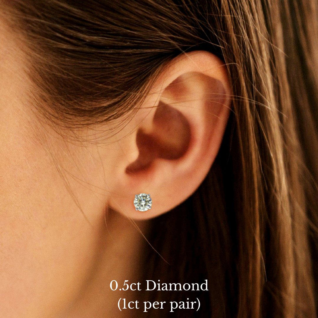 Four Claw Diamond Stud Earrings (GIA Certified)