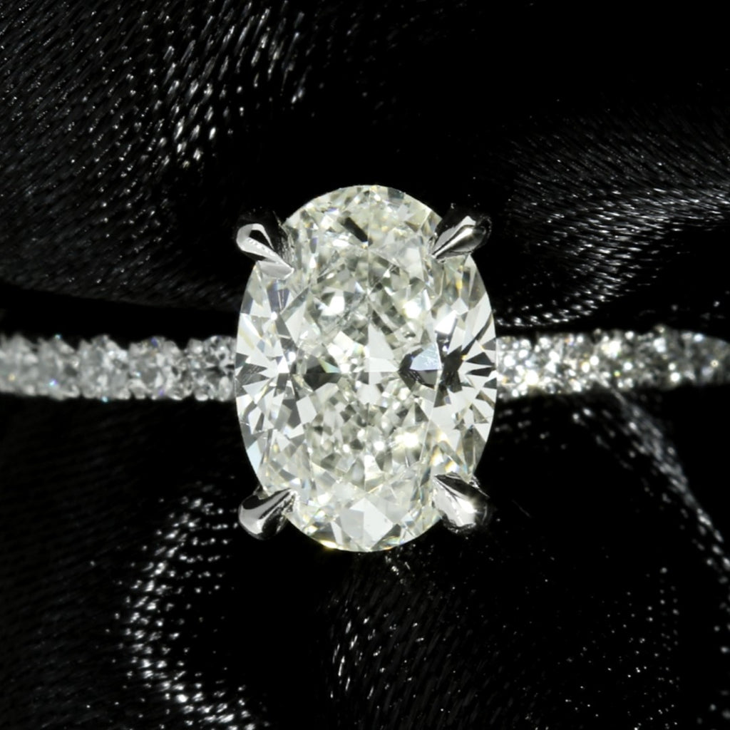 Petite Micropavé Oval Diamond Engagement Ring