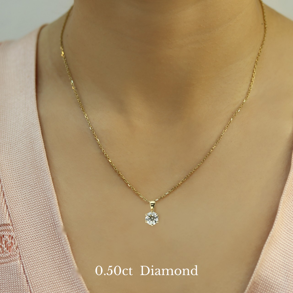 Six Claw Diamond Pendant (GIA Certified) - Yellow Gold