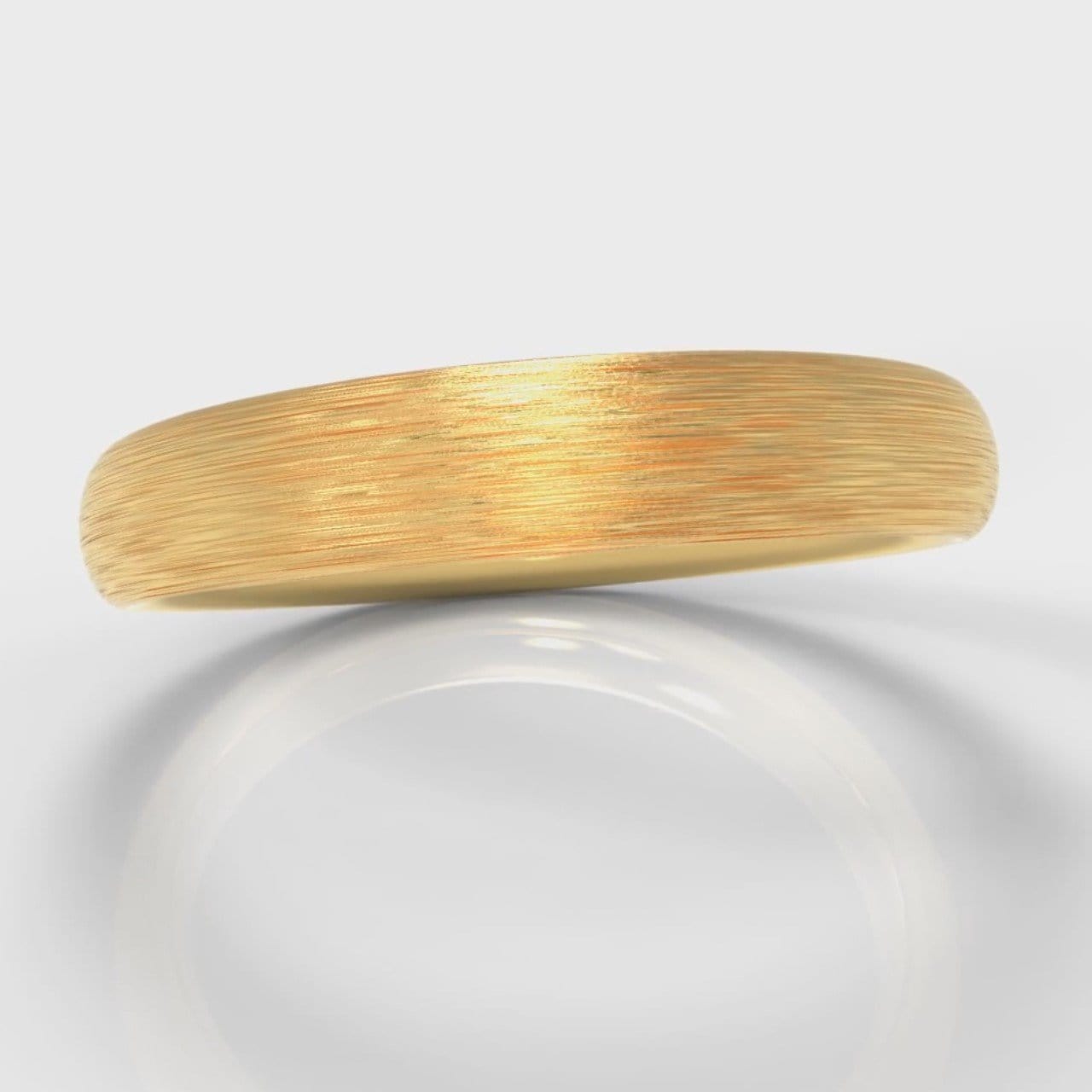 4mm Court Shaped Comfort Fit Brushed Wedding Ring - Yellow Gold