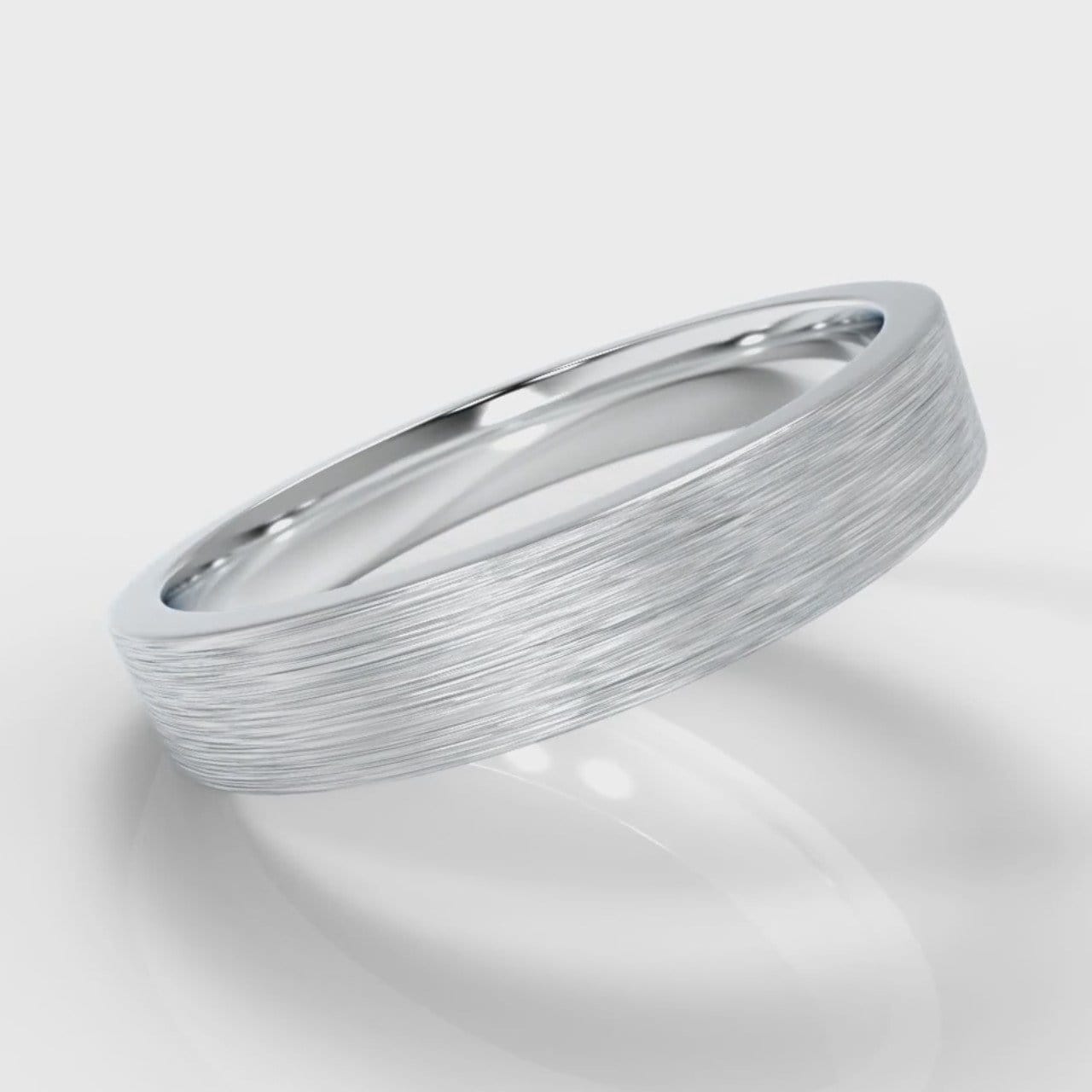 4mm Flat Top Comfort Fit Brushed Wedding Ring