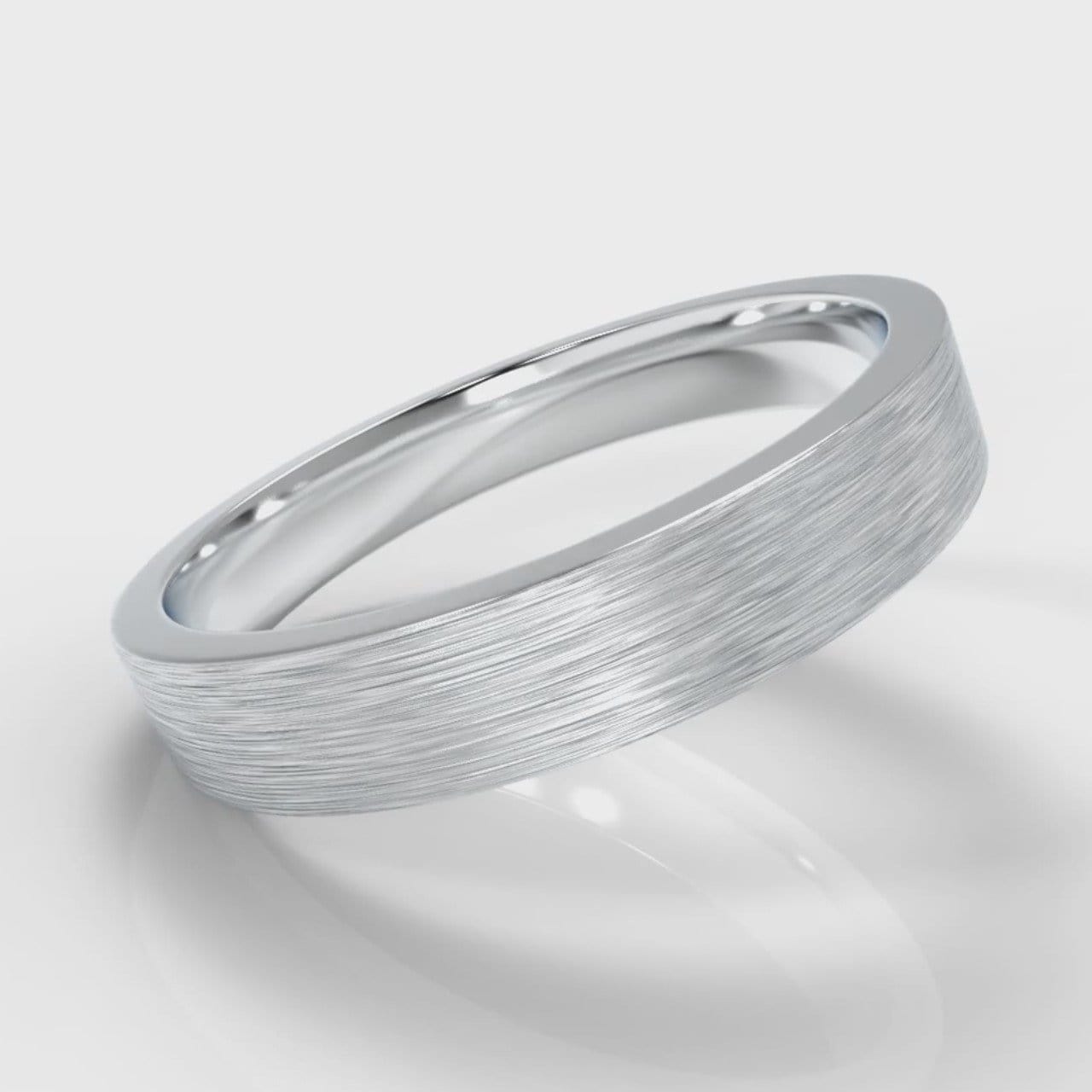 4mm Flat Top Comfort Fit Brushed Wedding Ring