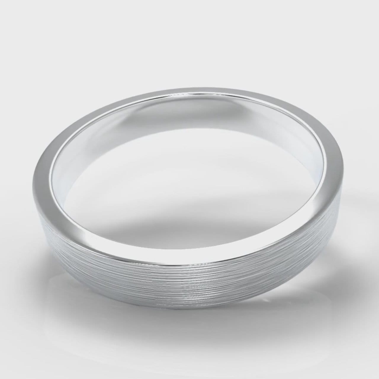 4mm Flat Top Comfort Fit Brushed Wedding Ring