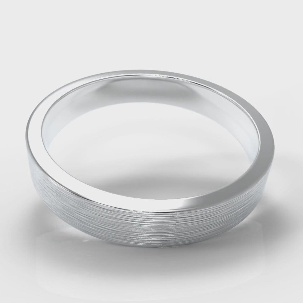 4mm Flat Top Comfort Fit Brushed Wedding Ring