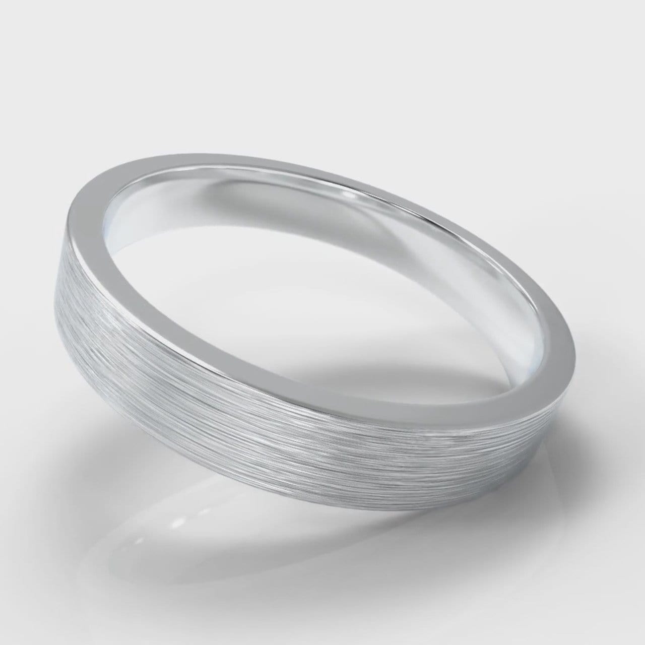 4mm Flat Top Comfort Fit Brushed Wedding Ring