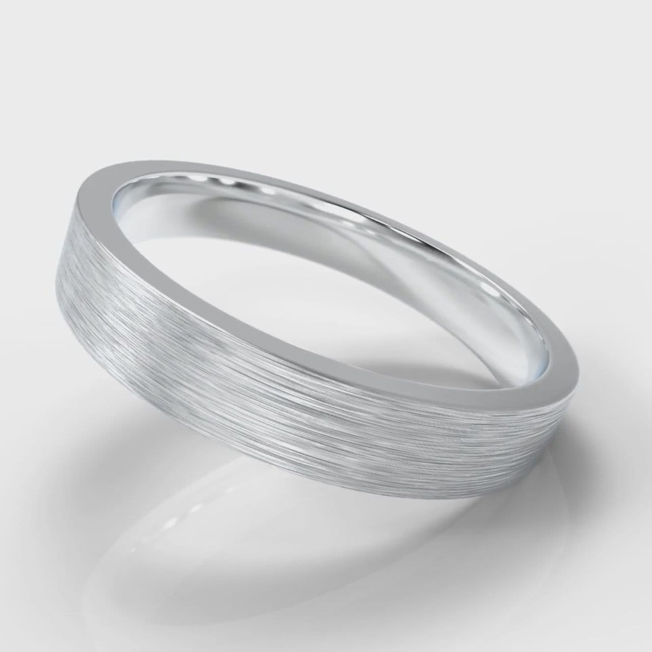 4mm Flat Top Comfort Fit Brushed Wedding Ring