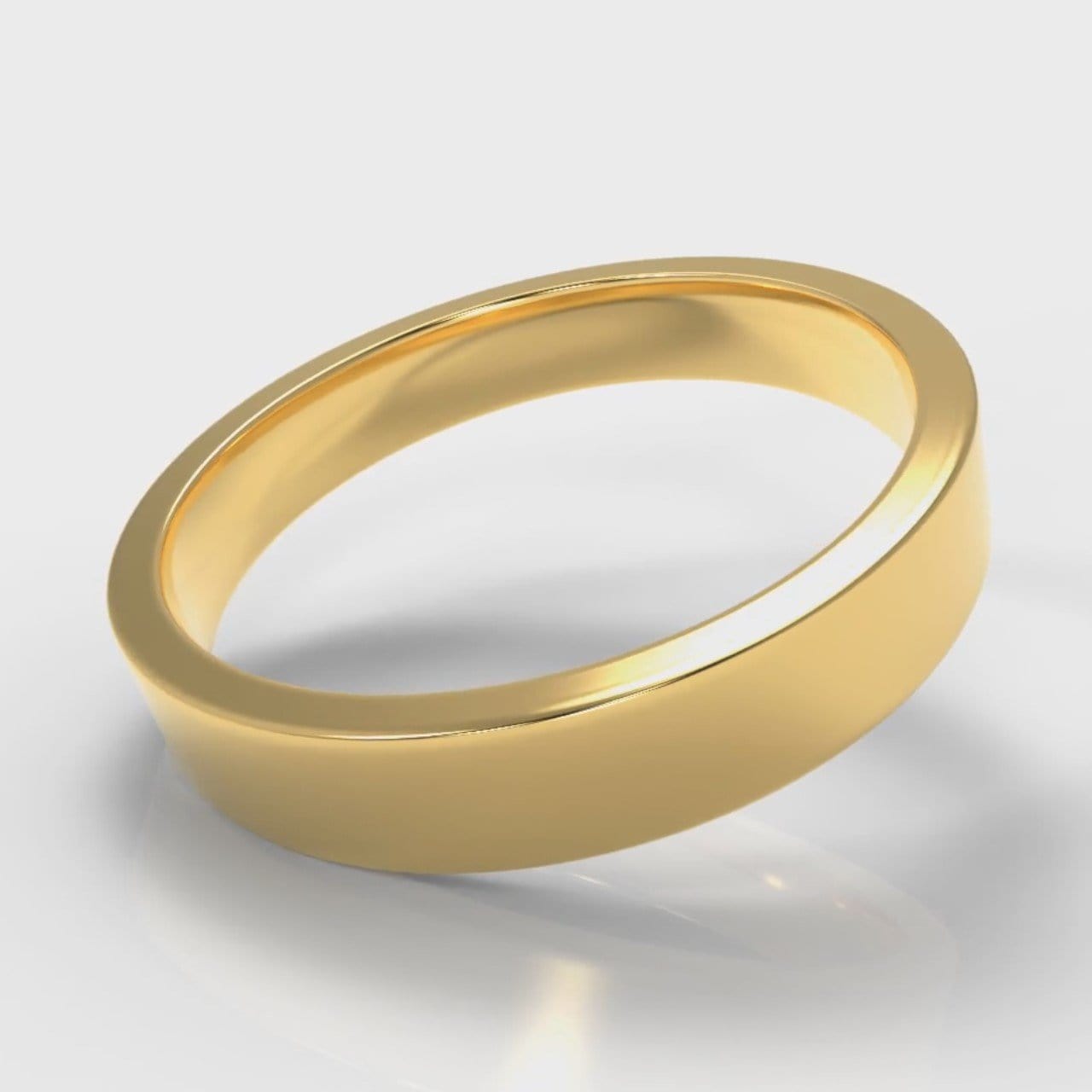 4mm Flat Top Comfort Fit Wedding Ring - Yellow Gold