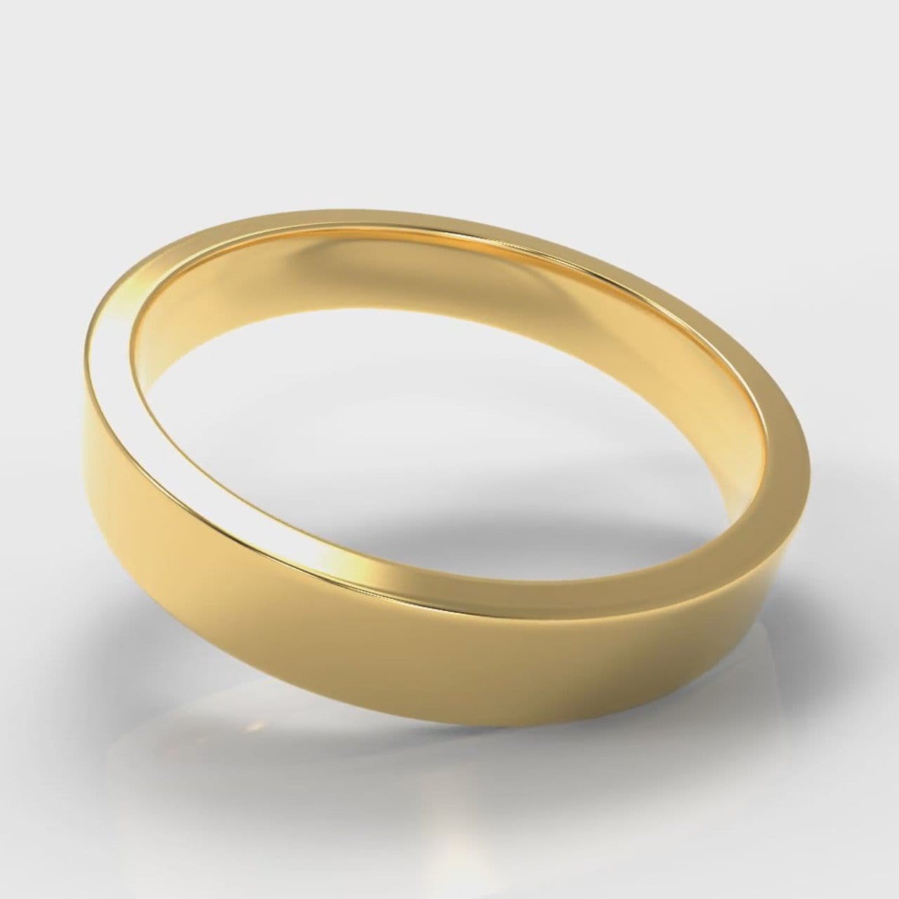 4mm Flat Top Comfort Fit Wedding Ring - Yellow Gold