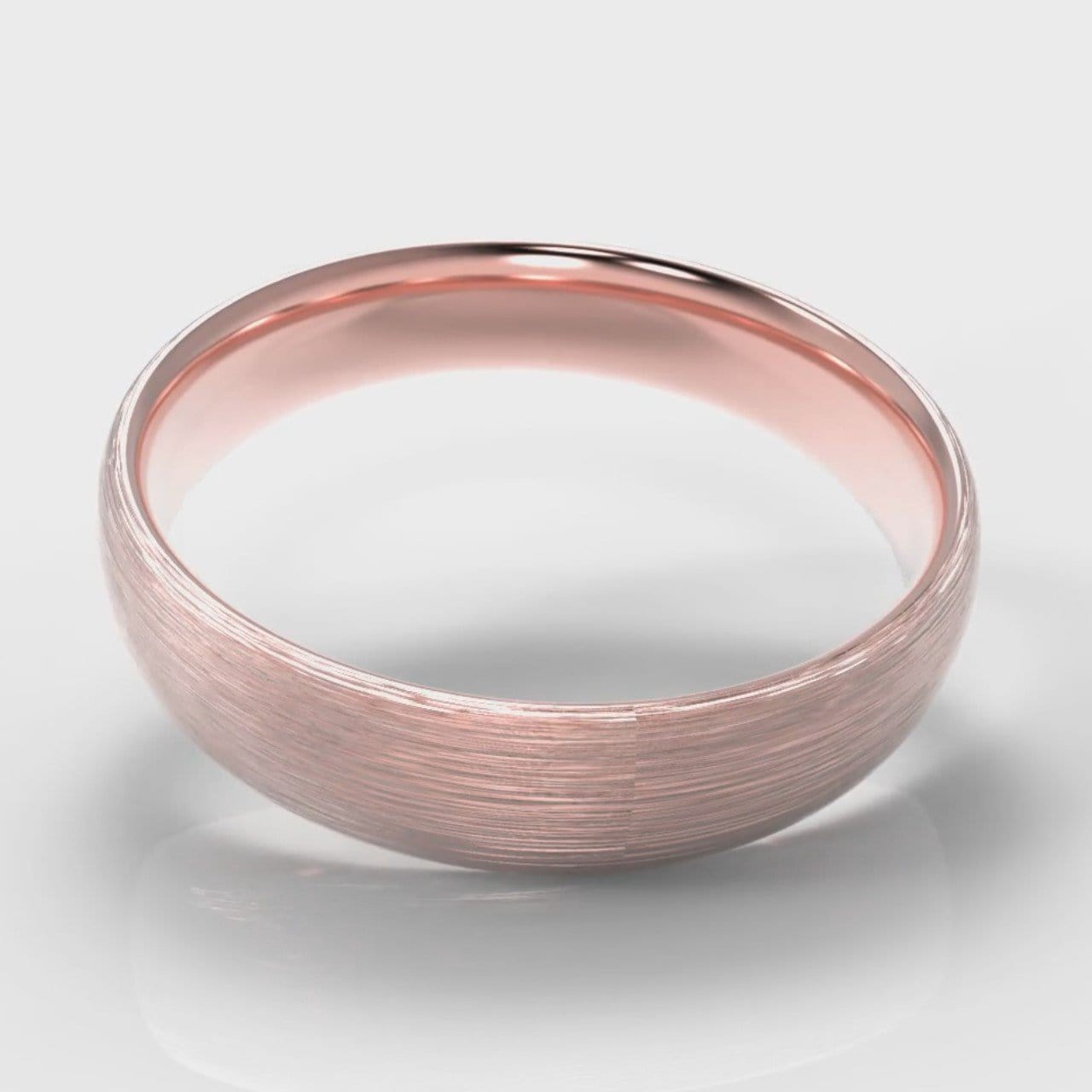 5mm Court Shaped Comfort Fit Brushed Wedding Ring - Rose Gold