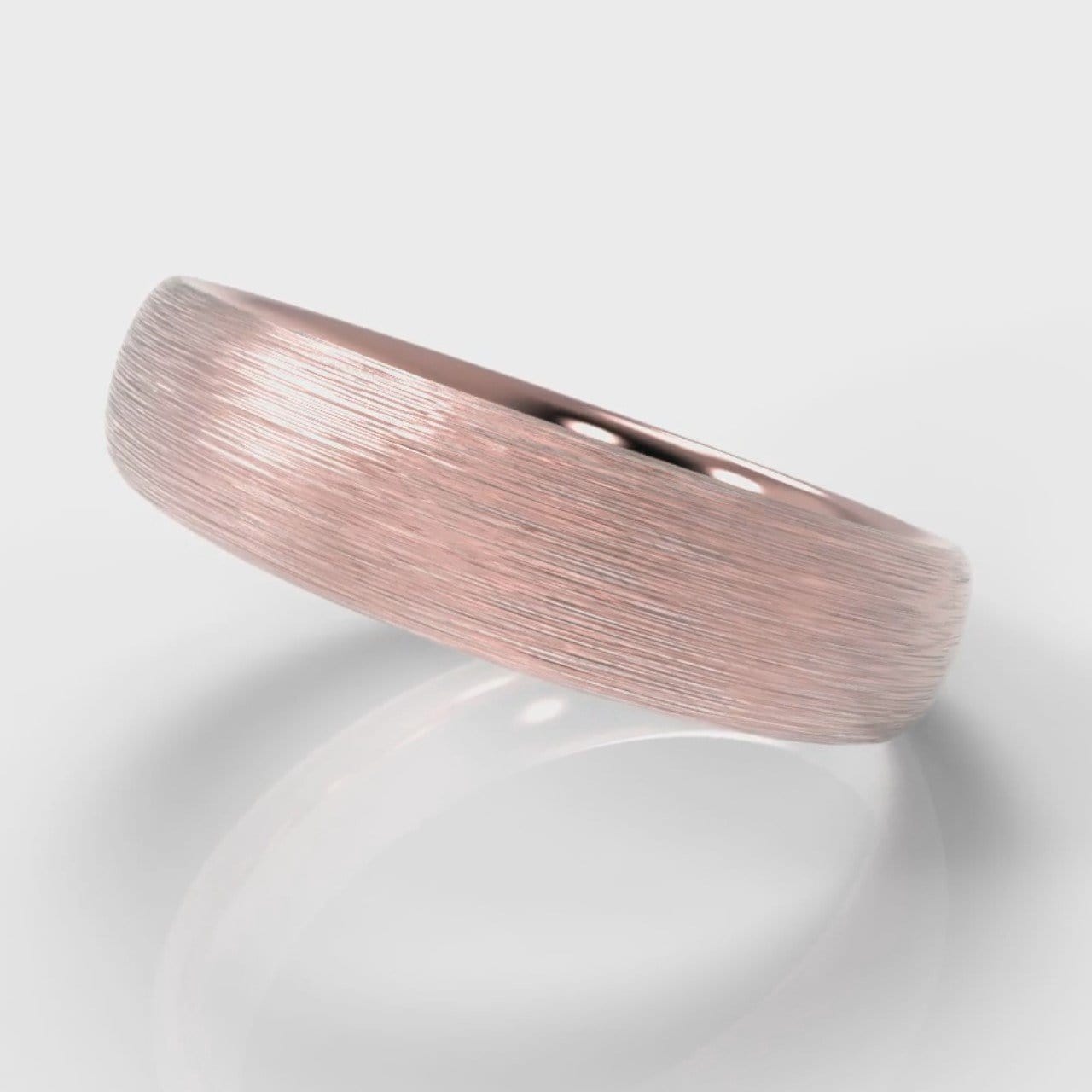 5mm Court Shaped Comfort Fit Brushed Wedding Ring - Rose Gold