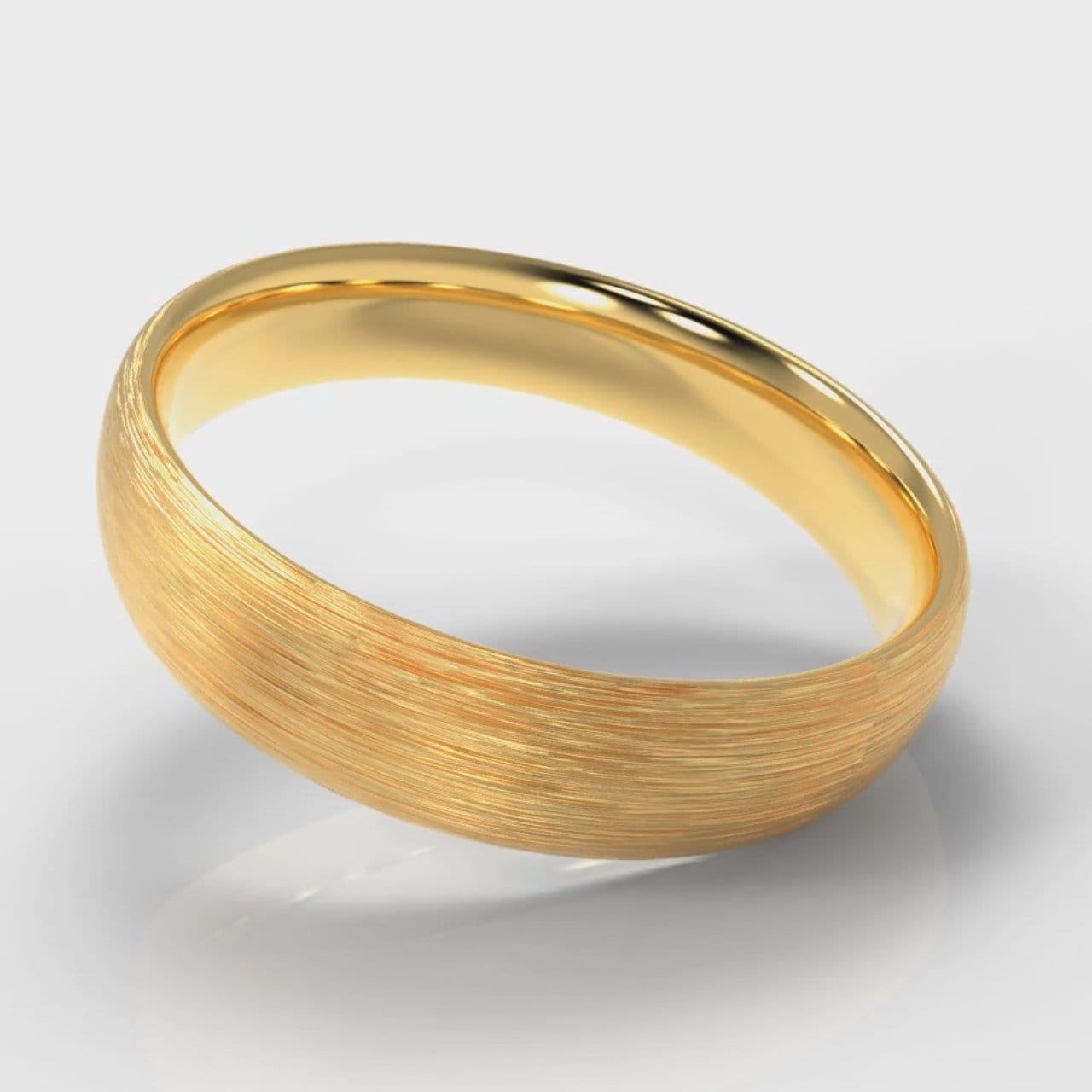 5mm Court Shaped Comfort Fit Brushed Wedding Ring - Yellow Gold